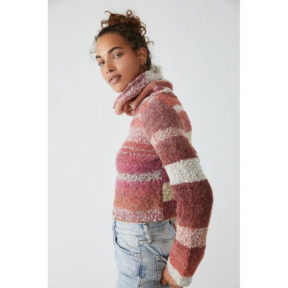 Free People My Girl Cropped Turtleneck Sweater Small Boho Warm Cottagecore - Picture 4 of 11